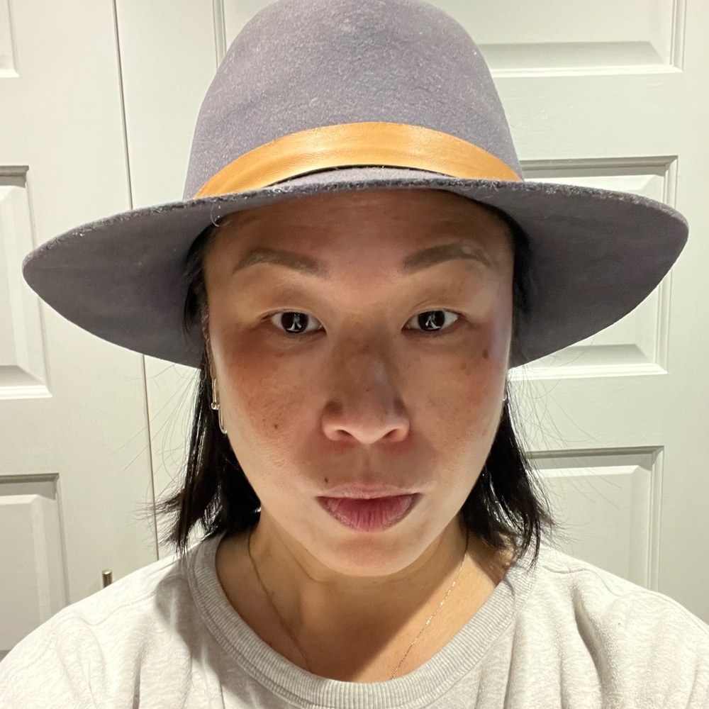 Vintage Gray Fedora Hat with Tan Band